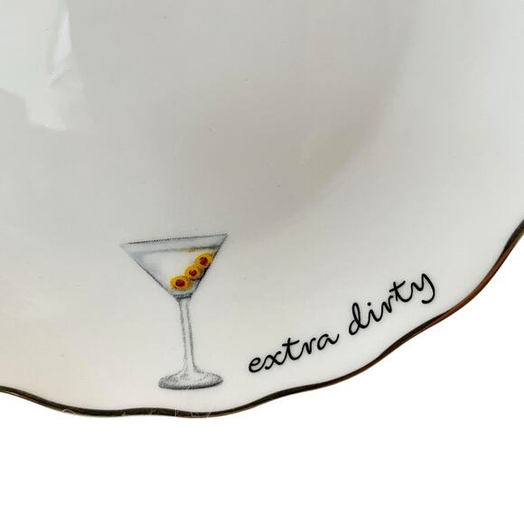 Godinger Appetizer Plates 6in Ceramic Set of 4 EXTRA DIRTY White NEW - Picture 3 of 8